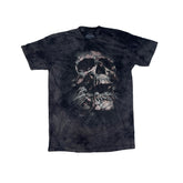 The Mountain L Skull Grungy Tie Dye T-Shirt Adult Large Black Graphic Tee